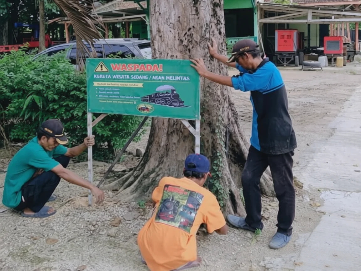 Penguatan Keselamatan Perlintasan, Perhutani KPH Cepu Pasang Banner ...
