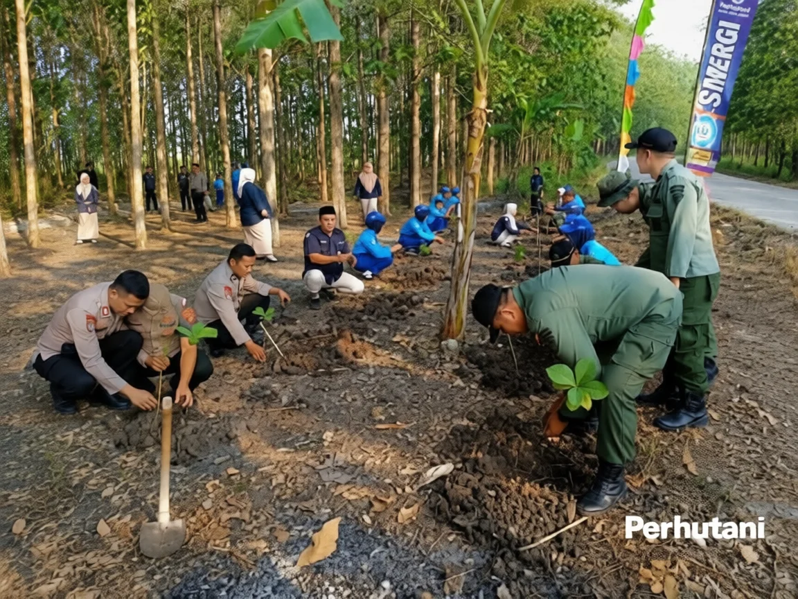 Meriahkan HUT RI ke-81, Perhutani dan Pelajar di Grobogan Kolaborasi Hijaukan Hutan